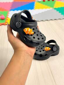 CLOGGS F.W. Sandalias Clogg Tipo zueco con cinta de ajuste al talón para Bebé Cómodas Antideslizantes playa o baño - Negro - Ver 2