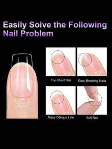 100 piezas de uñas acrílicas falsas en forma de almendra y ataúd, cortas y cuadradas, extensión de uñas artificiales con puntas de gel suave, accesorios y herramientas - transparente - Ver 5