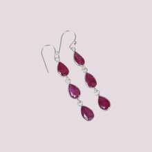 925 Sterling Silver Red Ruby Gemstone Hook Earring - Red Ruby - View 2