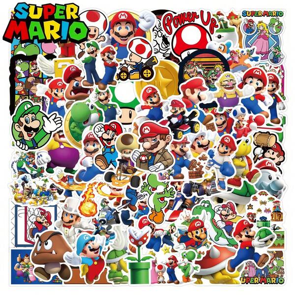 Super Mario 50pcs/100pcs Super Mario Cartoon Sticker Set, PVC Waterproof Material, Suitable For DIY On Phone, Laptop, Skateboard, Handbag, Etc. - Fun Cartoon Art For Adults, Ideal Gift For Super Mario Fans, Great For Winter, New Year, Christmas Decoration