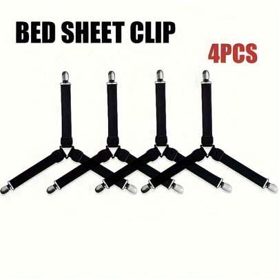 4pcs Bed Sheet Clips Bed Sheet Clips Bed Sheet Clips - Adjustable Elastic Bed Sheet Clips To Prevent Bed Sheets From Wrinkling
