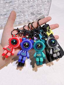 1pc Cartoon Lightning Bear Keychain Backpack Charm, Key Holder, Suitable As Small Gift For Christmas Holiday Party - Multicolor - View 6