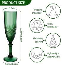 Plastic Champagne Flutes, Dark Green Plastic Wine Glasses Goblets Reusable Champagne Flute For Weddings, Bachelor Parties, Toasting, And Events - Giáng sinh xanh - Xem 3
