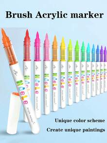 Neu aufgewertete Acrylfarb-Marker, erstmals online erhältlich. Dickere Tinte, gleichmäßigerer Farbfluss, umfassendere Farbauswahl. Geeignet für Handwerksarbeiten und Kunstbedarf, können auf Kunststoff, Glas, Metall, Bambus, Leinwand, Steinen, Keramik und Textilien verwendet werden für Basteleien, auch für professionelle künstlerische Malerei geeignet. Ein ideales Geschenk für Freunde und Familie. - Verschiedenfarbig - Übersicht 3