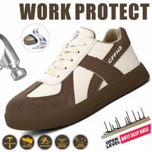 Women's Steel Toe Safety Shoes, Fashion Comfortable All-Season Breathable Sports Work Shoes, Anti-Smash Anti-Puncture Protective Labor Shoes For Industry, Construction, Warehouse, Garden, Outdoor, Unisex