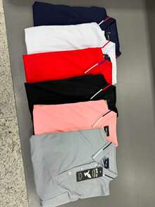 Men's Short Sleeve Polo Shirt With Pocket Casual Imported - 黑色 - 查看 3