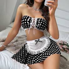 Lencería sexy, Uniformes/Conjuntos de cosplay sexy, Conjuntos de uniforme a cuadros