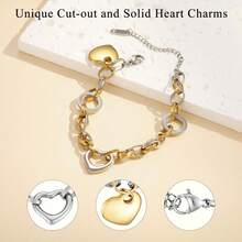 Charm Bracelet For Women Teen Girls, Verse Bracelet Stainless Steel 18K Gold Plated Bracelet Love Pendant Link Chain OT Clasp, Birthday Christmas Jewelry Gift For Mother Her - 6 銀吊墜 - 查看 7