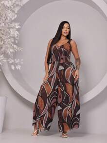 Women's Tulle Tank Top Jumpsuit With A Waistband - 黑色 - 查看 3
