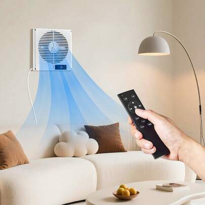 7.5-Inch Room To Room Fan, 2-In-1 305 CFM Through Wall Fan With Remote Control & Two-Way Airflow, 10-Speed Ventilation Quiet Vent For Kitchen, Living & Laundry Room Workshop