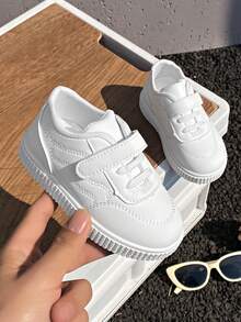 1 双儿童 PU 皮革时尚轻便舒适小女孩鞋，春秋季刺绣白色低帮运动鞋 - 白色 - 查看 5