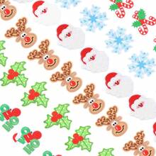 2/6pcs Santa Claus & Reindeer Fabric Patches, Non-Woven Christmas Series Candy Cane, Letter, Leaf Fabric Patches, DIY Clothing, Shoes, Hats Decoration