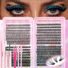640/418/192pcs DIY Lash Cluster Kit, 30D/40D/50D Lash Extensions, D Curl, Voluminous & Thick Style, Mixed Lengths 9-16mm - Long-Lasting, Natural Look, Reusable - Including Adhesive And Sealing Tweezer Brush - Suitable For Beginners, Daily Wear, Parties Or Travellash Clusters Kit,Lashes,Eyelashes,Fake Lashes - 黑色 - 查看 6