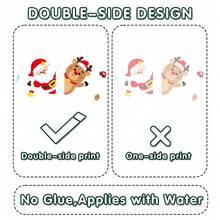 2 Peças Adesivos Estáticos de Janela de Natal, 20x30cm, Papai Noel e Rena de Dupla Face, Adesivos de Vidro, Clings de Janela, Decoração de Cena de Natal, Decoração de Quarto para Feriados, Configuração de Atmosfera de Personagem de Desenho Animado