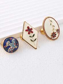 Bộ nhẫn dầu nhỏ giọt màu chạm khắc Baroque ZAA, thiết kế hình hoa cổ điển cung điện thủ công, cá nhân hóa, đa năng, trang sức cao cấp, nhẫn tinh tế cổ điển kiểu Tây Ban Nha, phụ kiện trang sức dự tiệc sang trọng chất lượng cao dành cho nữ - Nhiều màu - Xem 4