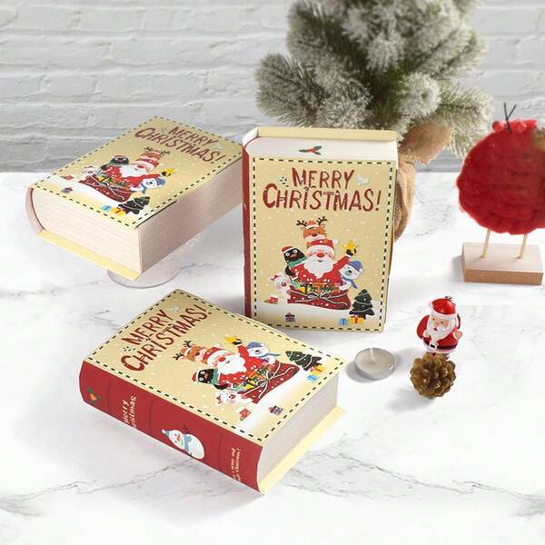 5pcs Christmas Candy Box, Cute Santa Claus Print Storage Container Decoration Present