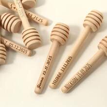Personalized Wooden Honey Spoon, Customized Date Engraved Spoon, Wedding Favor, Party Favor, Bridal Shower Gift, Wedding Guest Gift, Customized Wooden Honey Spoon, Customized Honey Stick, Wedding Honey Spoon, Mini Honey Spoon, Customized Name Honey Spoon, Honey Gifts, Bee Gifts - Multicolor - View 2