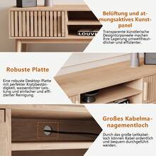 Meuble TV en bois 150 x 40 x 48 cm, tables de salon en bois avec compartiment ouvert, salle de réception, chambre, bureau, buffet bas, table d'appoint, table TV, salon (marron) - Tabac - Voir 5