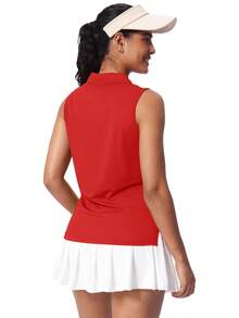 Women's Sleeveless Golf Shirts UPF 50+ Quickly Dry Tennis Polo Lightweight Sports Athletic Tank Tops - 紅色 - 查看 6