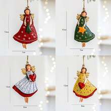 1 PIEZA Decoración de ángel de madera, decoraciones de árbol de Navidad 2D y artesanías navideñas, decoraciones de escena, decoraciones navideñas, decoraciones de habitación, decoraciones para el hogar, decoraciones de oficina, decoraciones para fiestas temáticas, decoraciones de Navidad