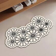 1/3 buc Covoraș Absorbant Antiderapant pentru Baie, Covoraș Diatomit cu Model Floral, Set de Baie, Covoraș de Toaletă în Formă de U și Covoraș pentru Chiuvetă, Covor de Bucătărie Decorativ de Crăciun cu Grosime de 2,5 mm