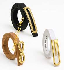 Kit 3 Cinto Mix Feminino Fivelas Variadas - preto,branco, carmelo - Visão 3