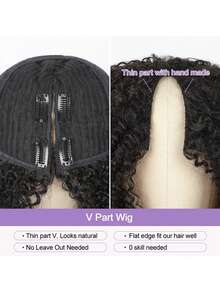 OQ Hair No Leave Out V Part With Elastic Drawstring Protective Style Kinky Straight Glueless Wig 180% Density 14-16 Inch Bob Wig 18-30 Inch Long Wig Natural Black Top Quality Natural Looking Versatile Style Human Hair Wig Frontal Human Hair Real Human Hair Wigs Wear And Go Glueless Wig Human Hair Free Gifts Free Shipping Halloween Costumes Human Hair Wigs Halloween Travel Essentials Y2K Turn Up Baddie Holiday Vacation For Women - S1 - View 7