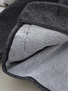 2pcs Girls Winter Outfit, Gray Tweed Long Sleeve Single-Breasted Pocket Jacket And Pleated Skirt Set - Grey - View 6
