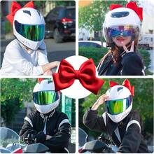 Motorcycle Helmets Bowknot Decoration Adhesive Large Bowknot Ornament Motorbike Helmets Decor Fashion Helmets Patches - 酒紅色 - 查看 10