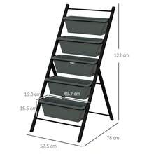 Outsunny 5Tier Vertical Raised Garden Planter With 5 Container Boxes Outdoor Plant Stand For Vegetable Flowers Grey - Charcoal grey1 - View 3
