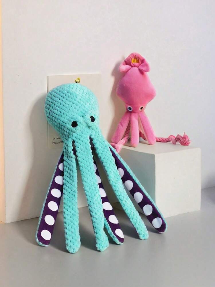 1 件宠物章鱼毛绒玩具，带声音和吱吱声，适合狗和猫的互动咀嚼玩具，由柔软的灯芯绒材料制成 - 薄荷綠 - 查看 14