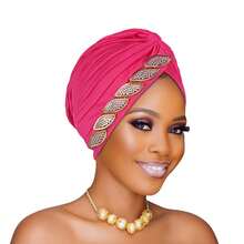 1件亮片派对帽头巾，非洲传统帽，南美帽，西瓜帽，节日帽，镶钻帽，休闲帽，适合派对、节日、送礼，也可作睡帽或睡帽。 - 彩色 - 查看 11