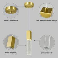 YQYYFC Modern Crystal Pendant Lights - Dimmable LED 4500K Gold Hanging Light Fixture For Kitchen Island & Bedroom, Mini Bubble Design - 金色 - 查看 5