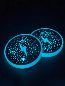 2 件车载 LED 发光杯托垫，7 色变色 USB 充电防滑杯垫，直径约 6.8 厘米/2.68 英寸，适用于 6.8 厘米以内的杯托 - 白色 - 查看 7