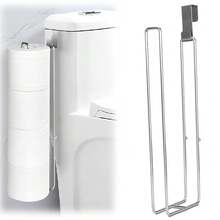 Soporte para papel higiénico sin taladro, estante de hierro para rollo de papel higiénico de baño, se adhiere a la puerta, soporte para toallas de cocina (plateado)