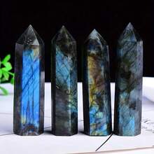 1pc Elongated Feldspar Column, Unique Glossy Texture (Natural Crystal With Cracks, Not Damaged), The Column Emits A Noble Aura, Suitable For Home Decor And Construction - Multicolor - View 12