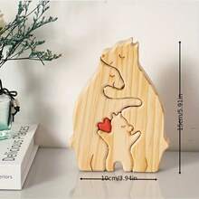 Bear Family Theme Wooden Art Puzzle Bears Cute Animal Family Wooden Statue Wooden Bear Puzzle Shower Gift Mother's Day Gift - Winter, New Year Birthday - Wood Color - View 14