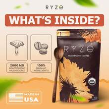 RYZE Mushroom Coffee USDA Organic With Adaptogenic Mushrooms And MCT Oil, USA Grown Instant Coffee For Better Energy, Focus, Digestion, Immunity With Turkey Tail, Shiitake, Lion's Mane, 30 Servings - 1pc - 查看 2