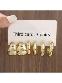 3 Pairs/9 Pairs New ABS Resin & CCB Exaggerated C-Shaped Water Drop Personalized Fashion Earring Set - New Four - View 10