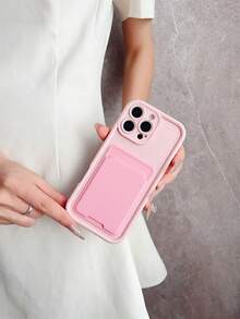1 pieza Funda de teléfono de unicolor con acabado mate de dopamina, diseño simple y limpio, compatible con iPhone 16 Pro Max, versión internacional, no la versión nacional - Rosa - Ver 8