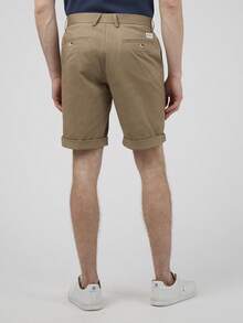 Ben Sherman Pantalón Corto Chino Slim Stretch  Verano    Regular    Bolsillo  Cordón  Botón    Playa - Caqui - Ver 2