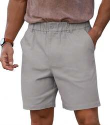 Men's Cotton Casual Classic-Fit 7" Chino Shorts Elastic Waist Daily Wear Dress Baech Summer Shorts-2025 - màu đen - Xem 10