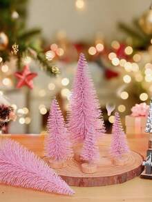 10pcs/5pcs/1pc Pink Mini Christmas Tree Table Decor, Suitable For Store Holiday Decoration, Home Party Dining Table Ornament - Multicolor - View 6