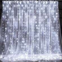 Bright Window Curtain String Lights, 300 LED 9.8ft X 9.8ft Multicolor Fairy Lights With 8 Lighting Modes, Waterproof Lights For Bedroom Party Wedding Home Garden Wall Decor(Hooks Not Included) - trắng - Xem 2