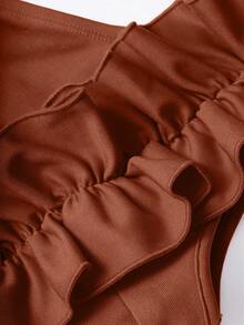 AIJ Đầm nữ màu trơn dáng suông vai lệch, xếp ly, không tay, xẻ tà, màu trơn, thiết kế thanh lịch, thích hợp cho các bữa tiệc, hẹn hò, tiệc độc thân, tiệc tối trang trọng hoặc các sự kiện lớn, ngày Valentine và các dịp khác. - màu nâu - Xem 7