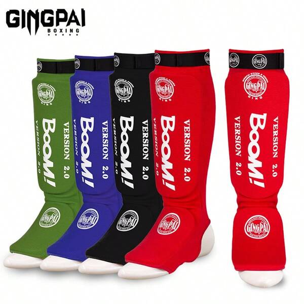 GINGPAI Boxing/MMA Knitted Leg Guards With Foot Protection, Martial Arts Training Shin Guards For Adults And Teenagers, Suitable For Taekwondo, Muay Thai