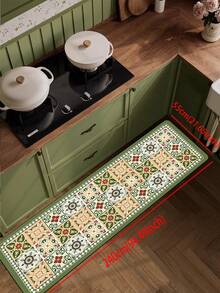 1pc Premium Diatomite Kitchen Floor Mat With Color Block Pattern, Luxurious Green, Cushioned Anti-Fatigue, Waterproof Slip-Resistant, Customizable Size For Kitchen, Bathroom, Entryway, Laundry Room, Living Room - Multicolor - View 21