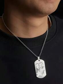 Colar com Pingente Personalizado com Foto e Texto Gravados a Laser - Personalizável com Nome, Foto, Aniversário - Corrente Preta/Prateada/Dourada - Presente Ideal para Aniversário, Formatura, Dia dos Namorados - Item Comemorativo Elegante e Boho - Gravação a Laser de Alta Qualidade - Adequado para Ocasiões Casuais e Formais, Colar com Pingente de Placa de Identificação, Toque Metálico, Presente Sensorial, Design Clássico, Material Durável, Moda Feminina - Multicolorido - Ver 9