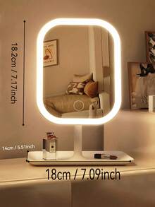 LED Makeup Mirror, 18cm Illuminated Makeup Mirror With 3 Light Modes, Touch Control, Portable Stand And Foldable Small Mirror, Glowing Travel Makeup Mirror, Glowing Makeup Mirror, Rechargeable Portable LED Makeup Mirror - Multicolor - View 14