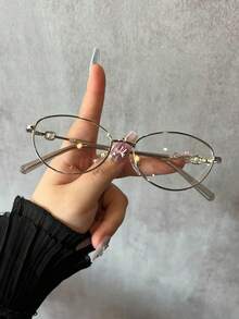 1pc Oval Frame Fashion Elegant High-End Women's Non-Prescription Glasses
